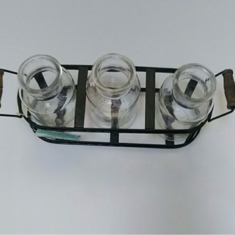 Garden Collection Jar Sets With Metal Holder.